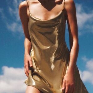 ZARA ✨💛 Gold Satin Slip Dress Sz Sm